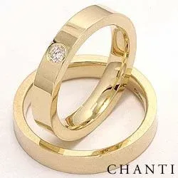 vigselsringar i 14  karat guld 0,10  ct - set