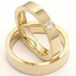 diamant vigselsringar i 14  karat guld 0,10 ct - set