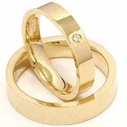 Vigselsringar i 14  karat guld 0,025 ct - set