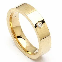 Vigselsring i 14  karat guld 0,05 ct