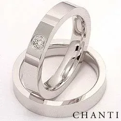 Vigselsringar i 14  karat vitguld 0,10 ct - set