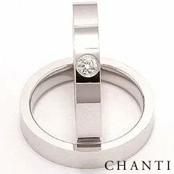 Vigselsringar i 14  karat vitguld 0,10 ct - set