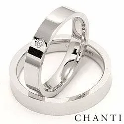 vigselsringar i 14  karat vitguld 0,025 ct - set