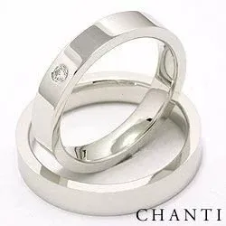 Vigselsringar i 14  karat vitguld 0,05 ct - set