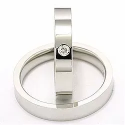 Vigselsringar i 14  karat vitguld 0,05 ct - set