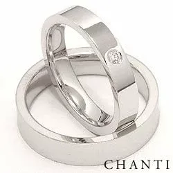 Vigselsringar i 14  karat vitguld 0,05 ct - set