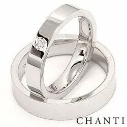 Vigselsringar i 14  karat vitguld 0,05 ct - set