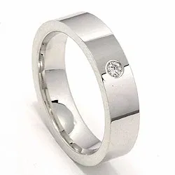 Vigselsring i 14  karat vitguld 0,05 ct