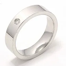 Vigselsring i 14  karat vitguld 0,05 ct