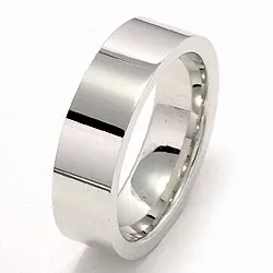 platt vigselsring i 14  karat vitguld