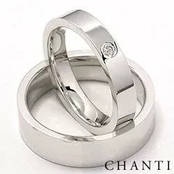 Vigselsringar i 14  karat vitguld 0,05 ct - set