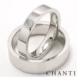 Vigselsringar i 14  karat vitguld 0,05 ct - set
