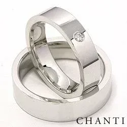 bredd vigselsringar i 14  karat vitguld 0,05 ct - set