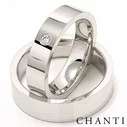 bredd vigselsringar i 14  karat vitguld 0,05 ct - set