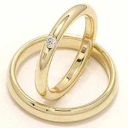Vigselsringar i 14  karat guld 0,07 ct - set