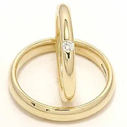 Vigselsringar i 14  karat guld 0,07 ct - set