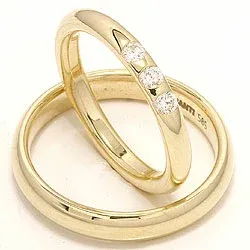 Vigselsringar i 14  karat guld 0,21 ct - set