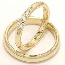 Vigselsringar i 14  karat guld 0,21 ct - set