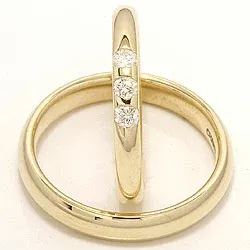 Vigselsringar i 14  karat guld 0,21 ct - set