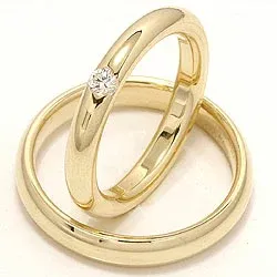 Vigselsringar i 14  karat guld 0,12 ct - set