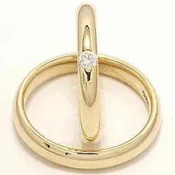 Vigselsringar i 14  karat guld 0,12 ct - set