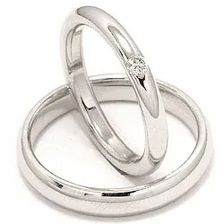 Vigselsringar i 14  karat vitguld 0,070 ct - set