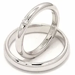 Vigselsringar i 14  karat vitguld 0,070 ct - set