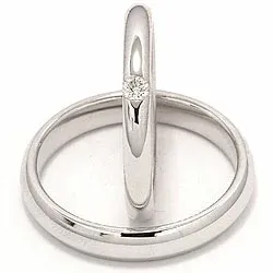 Vigselsringar i 14  karat vitguld 0,070 ct - set