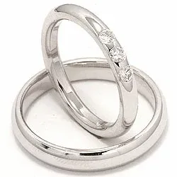 Vigselsringar i 14  karat vitguld 0,21 ct - set