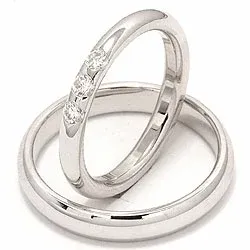 Vigselsringar i 14  karat vitguld 0,21 ct - set