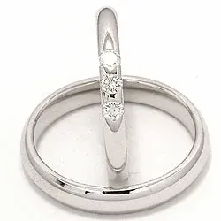 Vigselsringar i 14  karat vitguld 0,21 ct - set