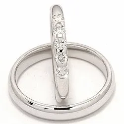 Vigselsringar i 14  karat vitguld 0,35 ct - set