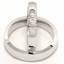 Vigselsringar i 14  karat vitguld 0,15 ct - set