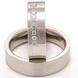 matta vigselsringar i 14  karat vitguld 9 x 0,015 ct - set