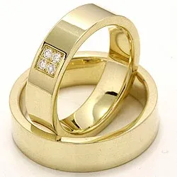 diamant vigselsringar i 14  karat guld 4 x 0,0165 ct - set