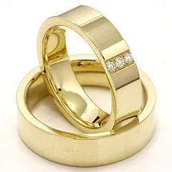 Vigselsringar i 14  karat guld 0,018 ct - set