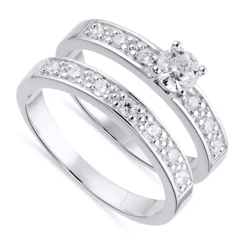 Bred vit zirkon ring i silver