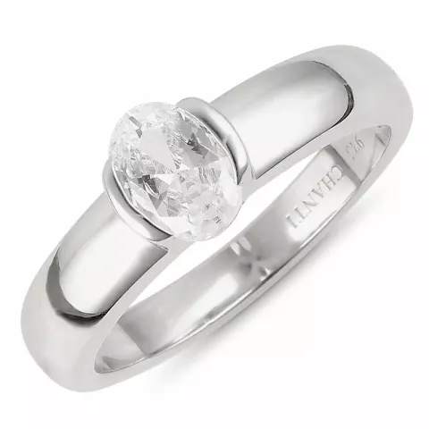 Enkel oval zirkon ring i silver