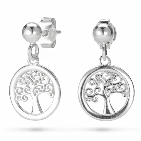 rund livets träd örhängen i silver