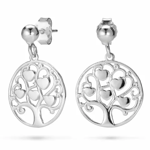 rund livets träd örhängen i silver