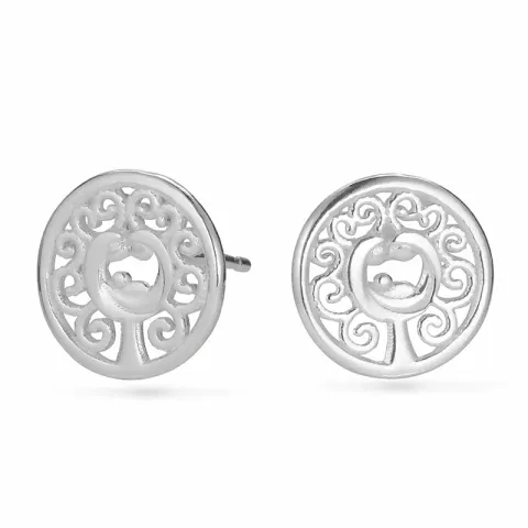 rund livets träd örhängestift i silver