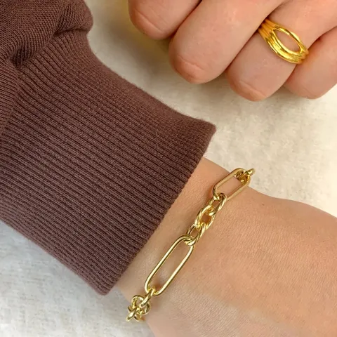figaroarmband i förgyllt silver 17, 18cm x 7,1 mm