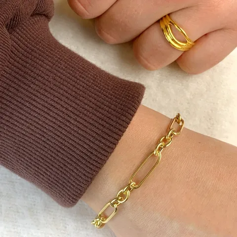 figaroarmband i förgyllt silver 17, 18cm x 5,8 mm