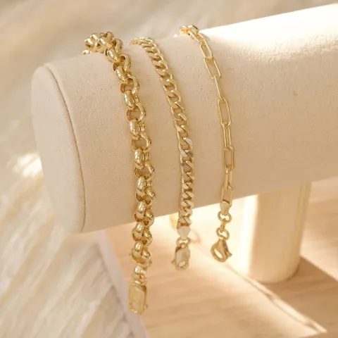 armband i förgyllt silver 17 plus 3 cm x 3,6 mm