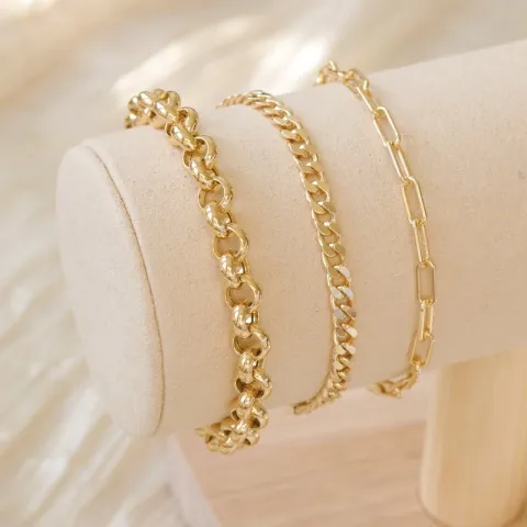 armband i förgyllt silver 17 plus 3 cm x 3,6 mm