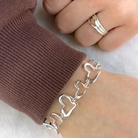 Hjärt armband i silver x 13,7 mm