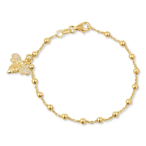 bi zirkon armband i förgyllt silver med hängen i förgyllt silver