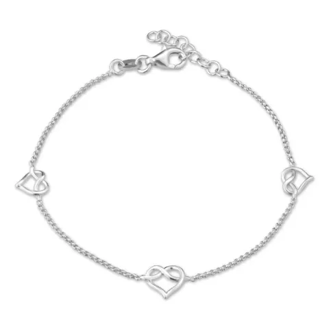 hjärta infinity armband i silver med hängen i silver