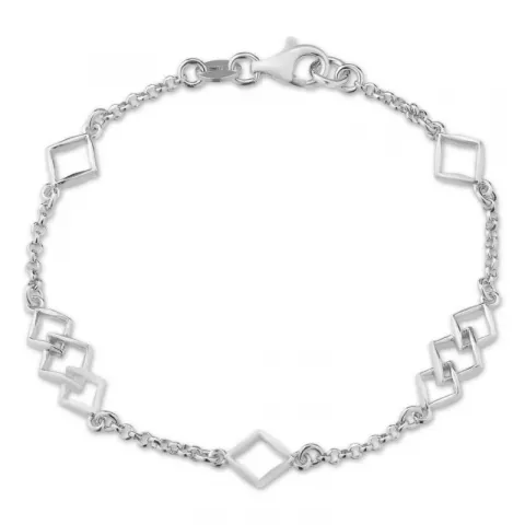 fyrkantigt armband i silver med hängen i silver