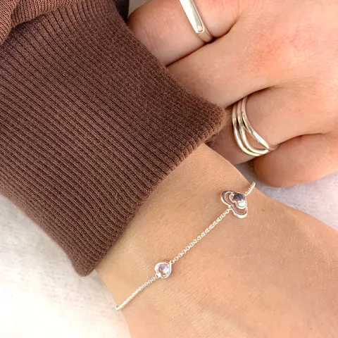 hjärta armband i silver med hängen i silver